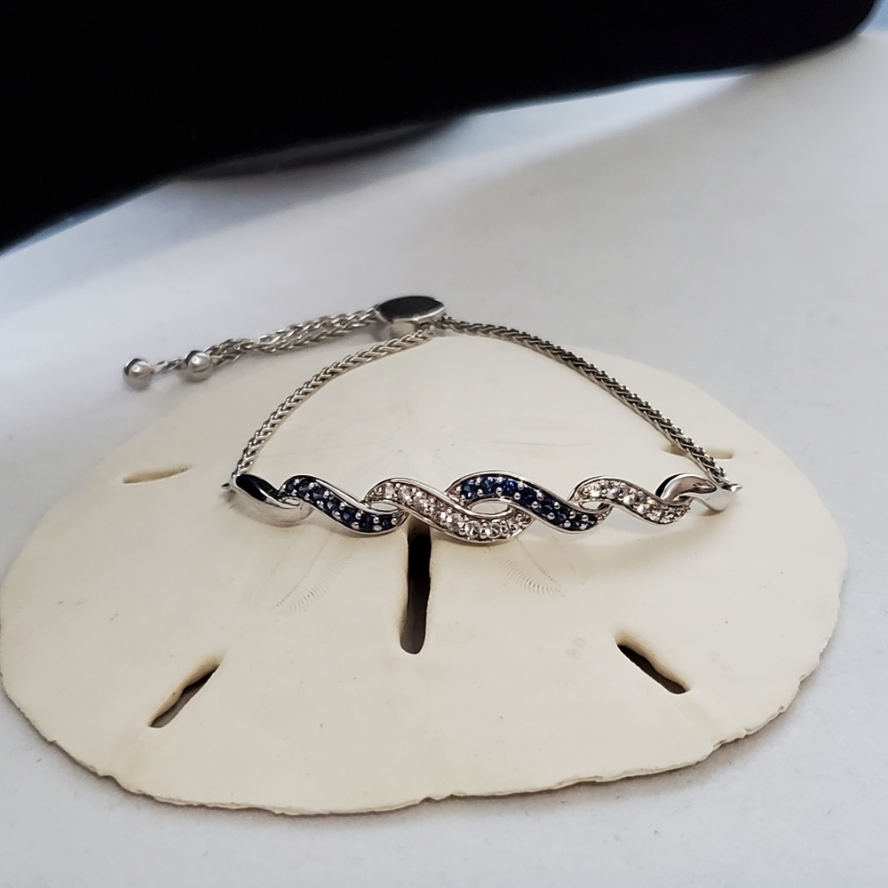 Sterling Sapphire Bolo Bracelet  (Fits up to 8 1/4” Wrist) - Picture 4 of 16